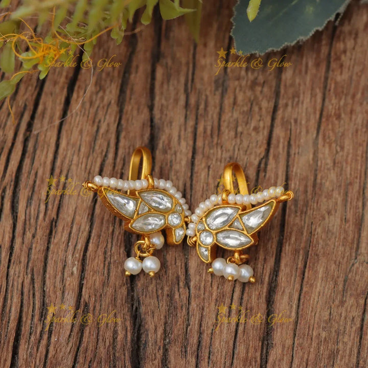 tunning Jadau Kundan Bugadi Earrings with Bird Motif