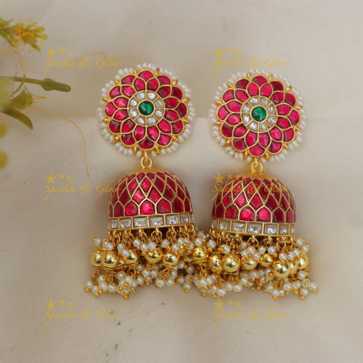 Grand Jadau Kundan Floral Bridal Jhumka