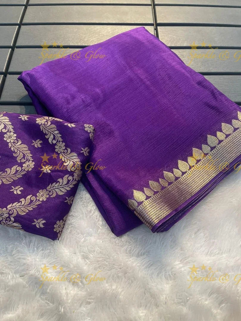 Trending Viscose Georgette with Peacock work Satin