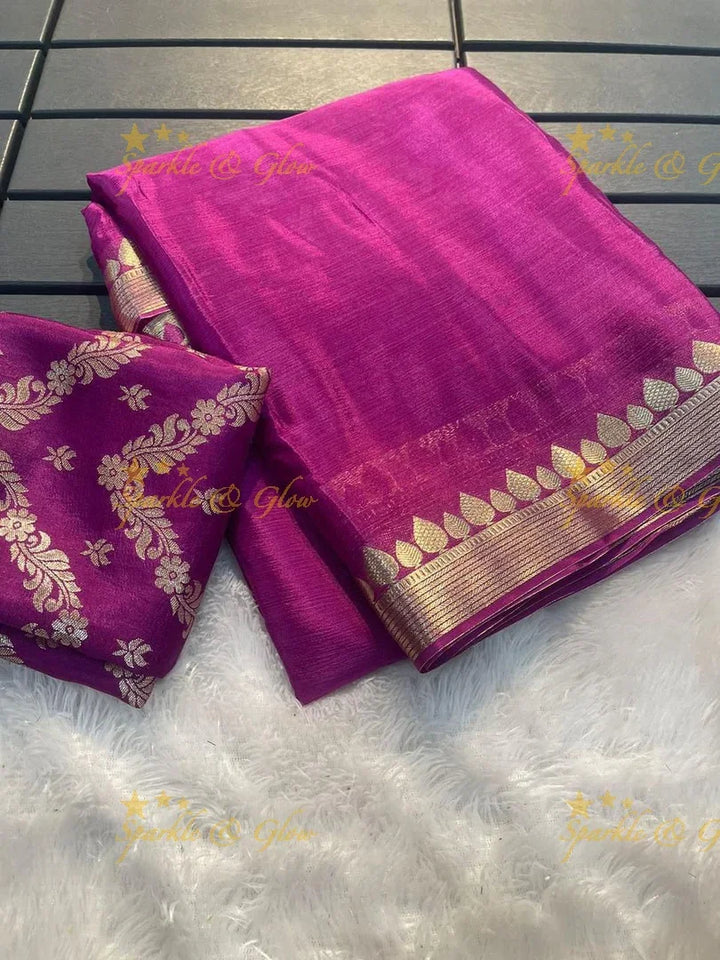 Trending Viscose Georgette with Peacock work Satin