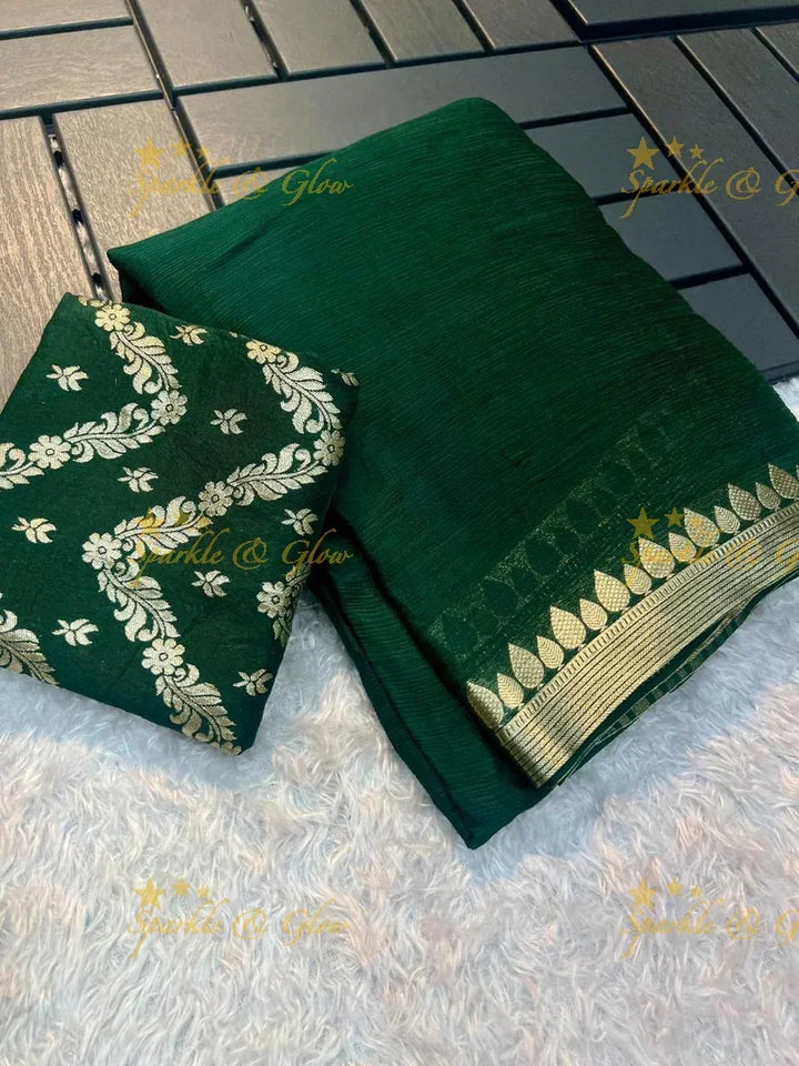 Trending Viscose Georgette with Peacock work Satin