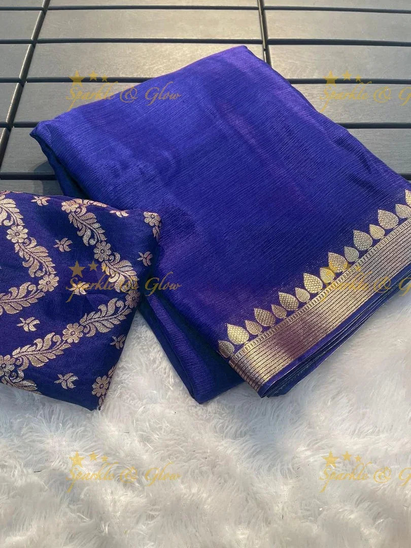 Trending Viscose Georgette with Peacock work Satin