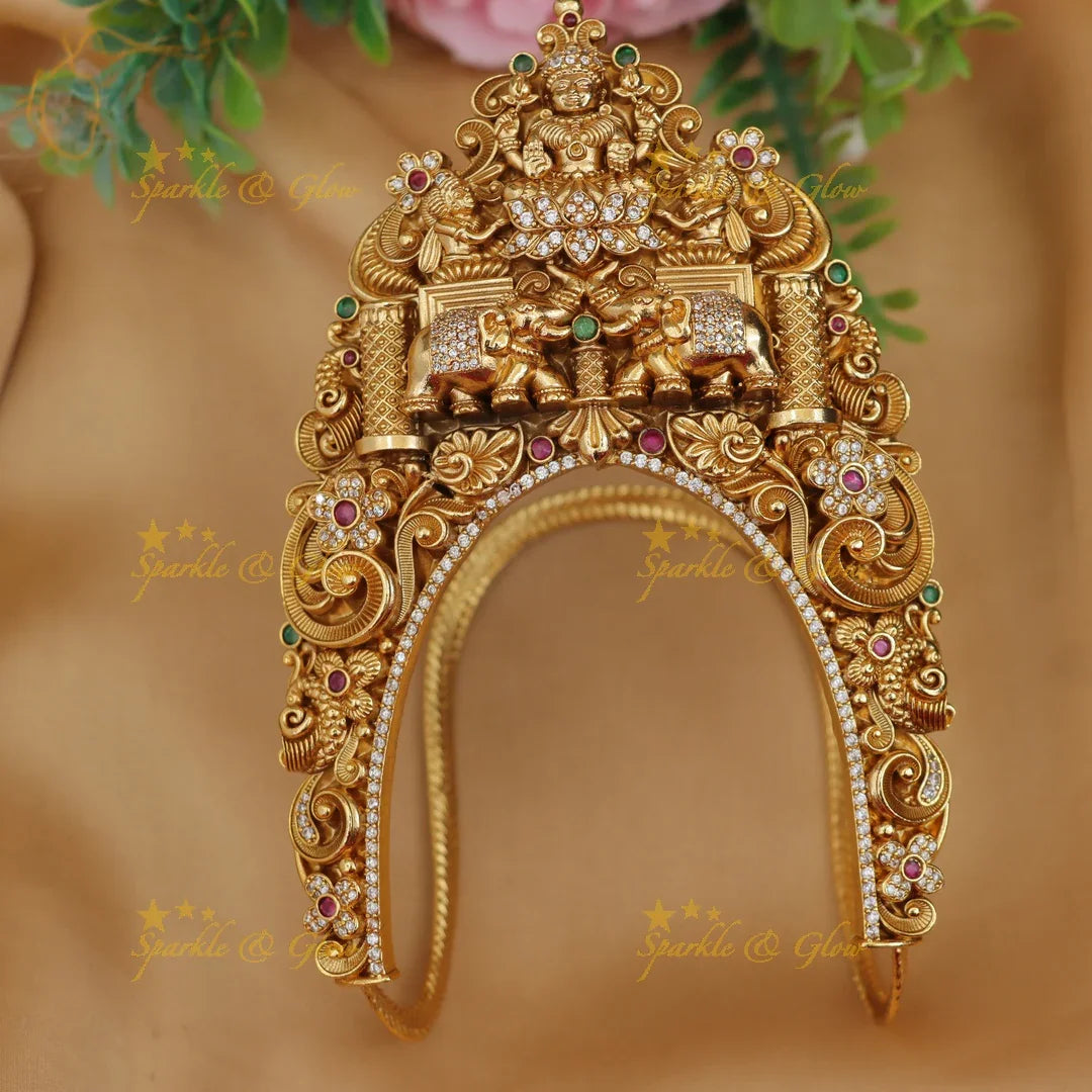 Grand Lakshmi Elephant Peacock carved Bridal U Shape Vanki