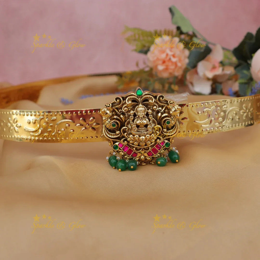 Grand Idol Lakshmi Elephant carved Jadau Kundan Hip belt