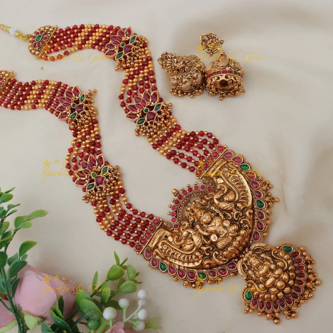 Exquisite Gold Lakshmi Haram Necklace - Festive Treasure