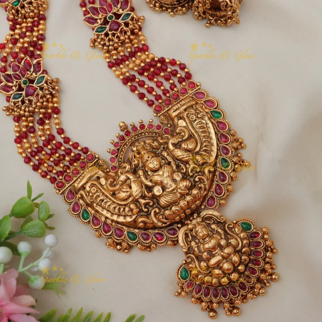 Exquisite Gold Lakshmi Haram Necklace - Festive Treasure