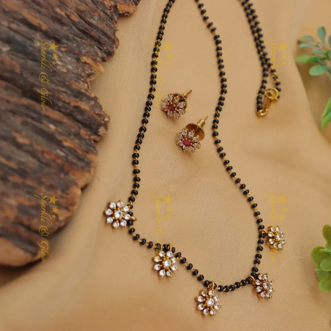 Elegant Multi Floral pendant carved Mangal Suthra Chain