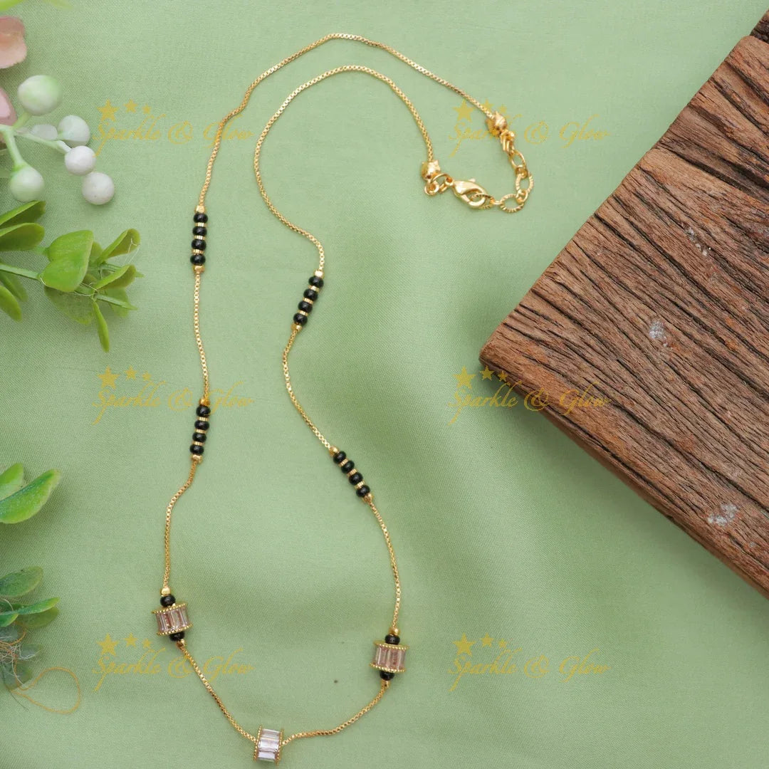 Minimalist Gold alike Mangal Sutra Chain with Barrel Pendants