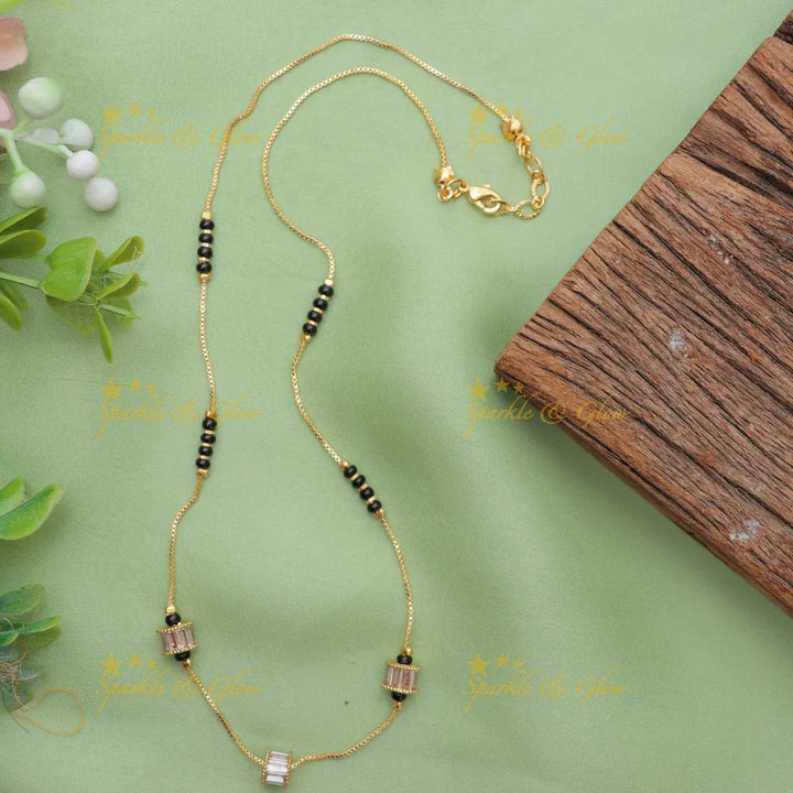Minimalist Gold alike Mangal Sutra Chain with Barrel Pendants