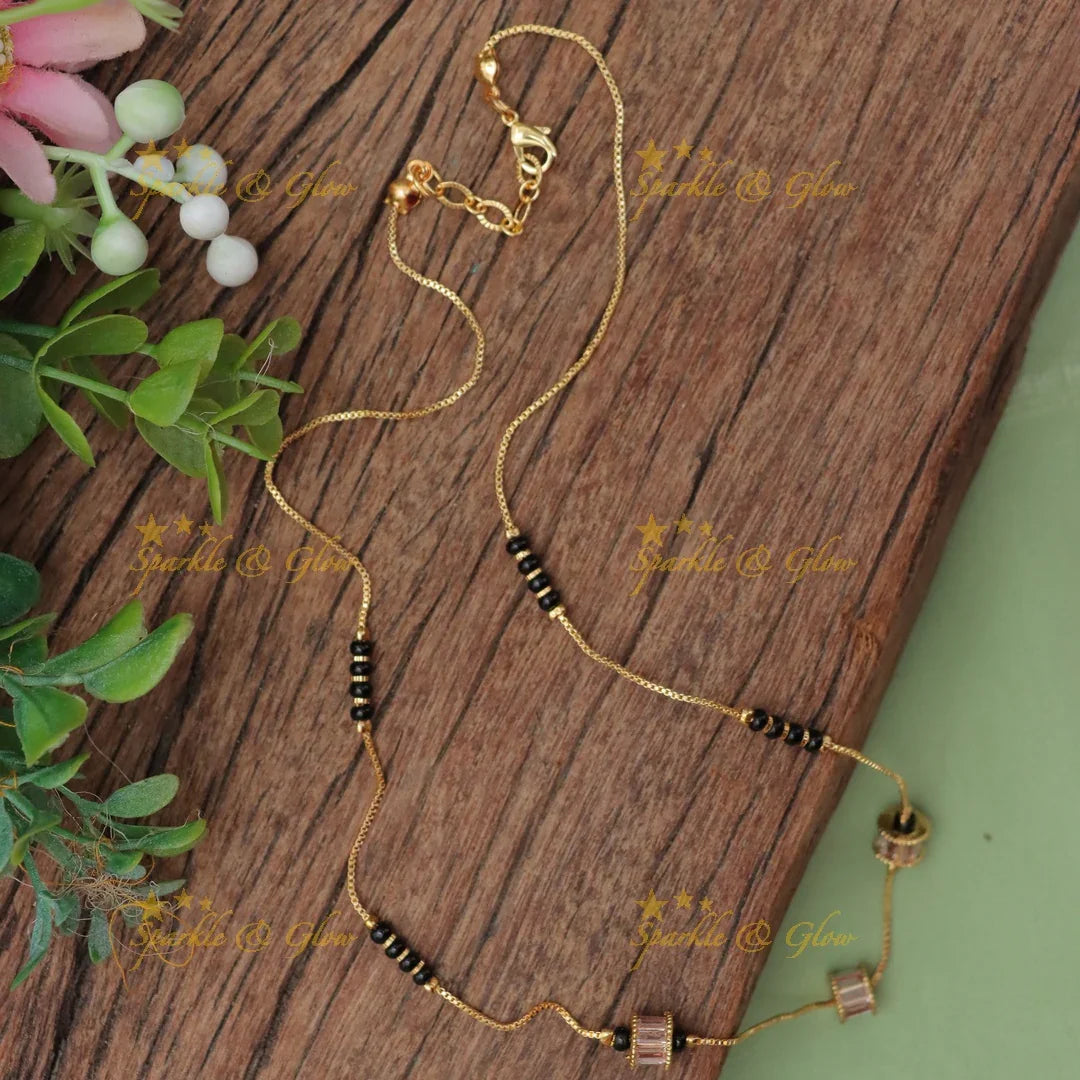 Minimalist Gold alike Mangal Sutra Chain with Barrel Pendants