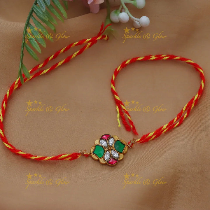 Jadau Kundan Rakhi Bracelet - Premium Festive Collection