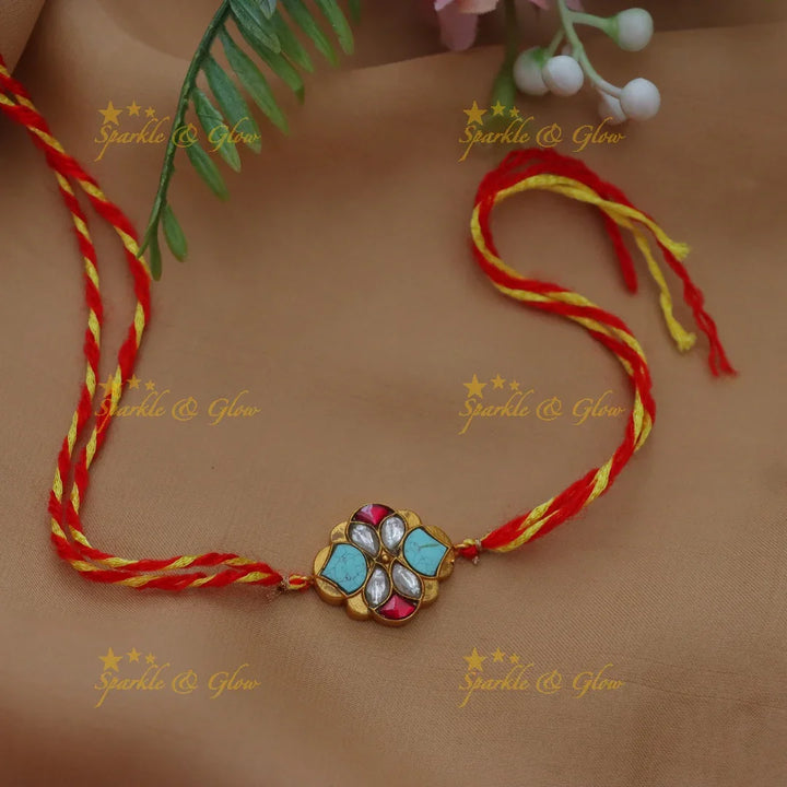 Jadau Kundan Rakhi Bracelet - Premium Festive Collection