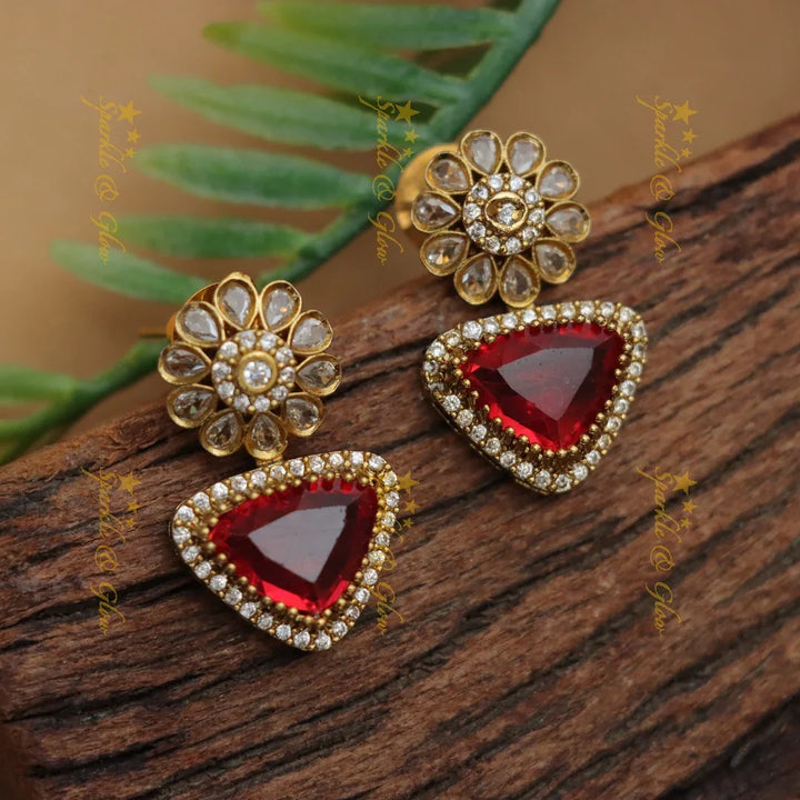 Exquisite Navarathna Necklace with Floral Motifs