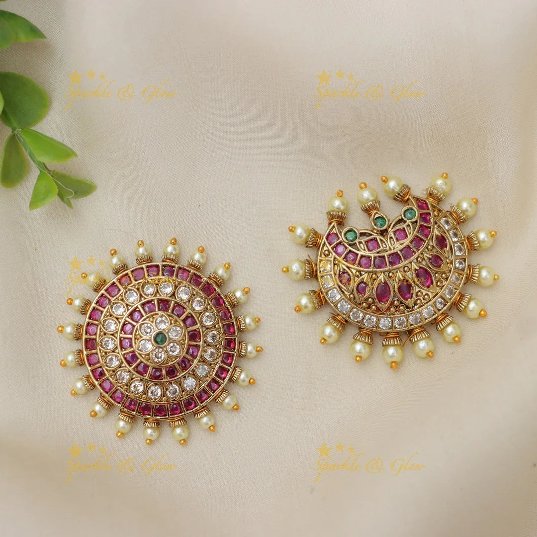 Elegant Kemp Floral Jada Billai with Pearl Charm