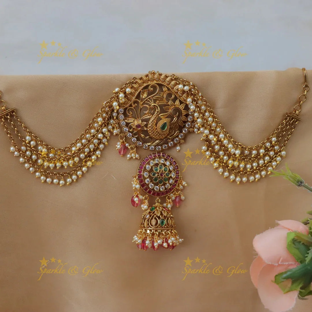 Exquisite Peacock Kemp Jadabilla with Pearl Elegance