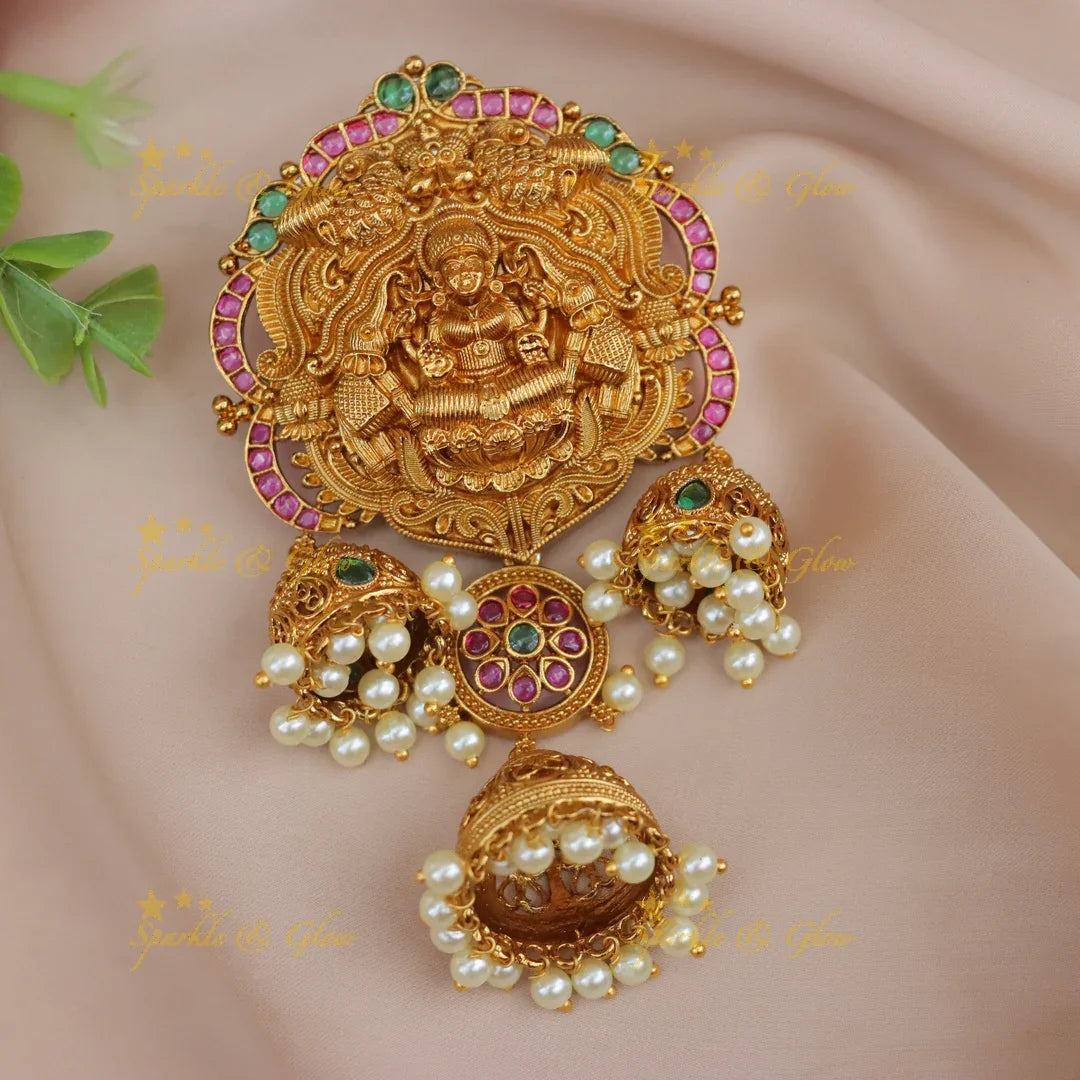 Elegant Lakshmi Peacock Floral carved Kemp Hair pin