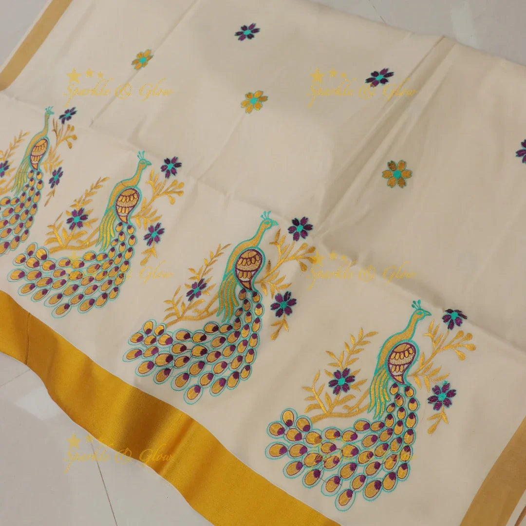 Exquisite Dancing Peacock Saree for Festive Elegance