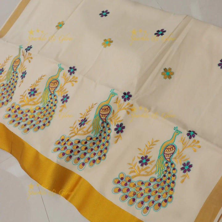 Exquisite Dancing Peacock Saree for Festive Elegance