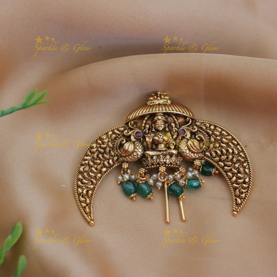 Lakshmi Peacock Hair Pin - Elegant Temple Jewelry