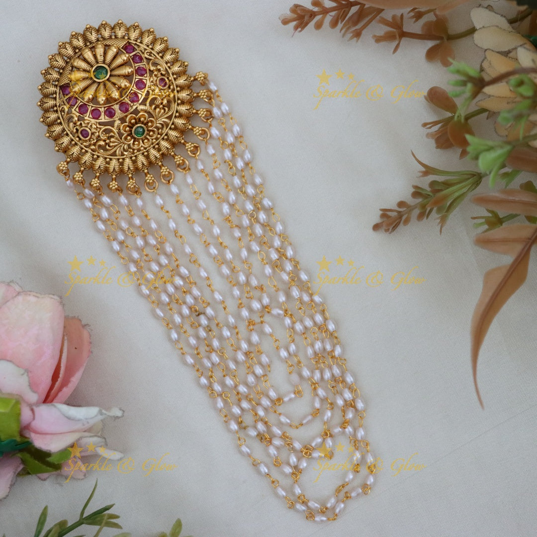 Exquisite Floral Hairclip with Kemp and Pearls