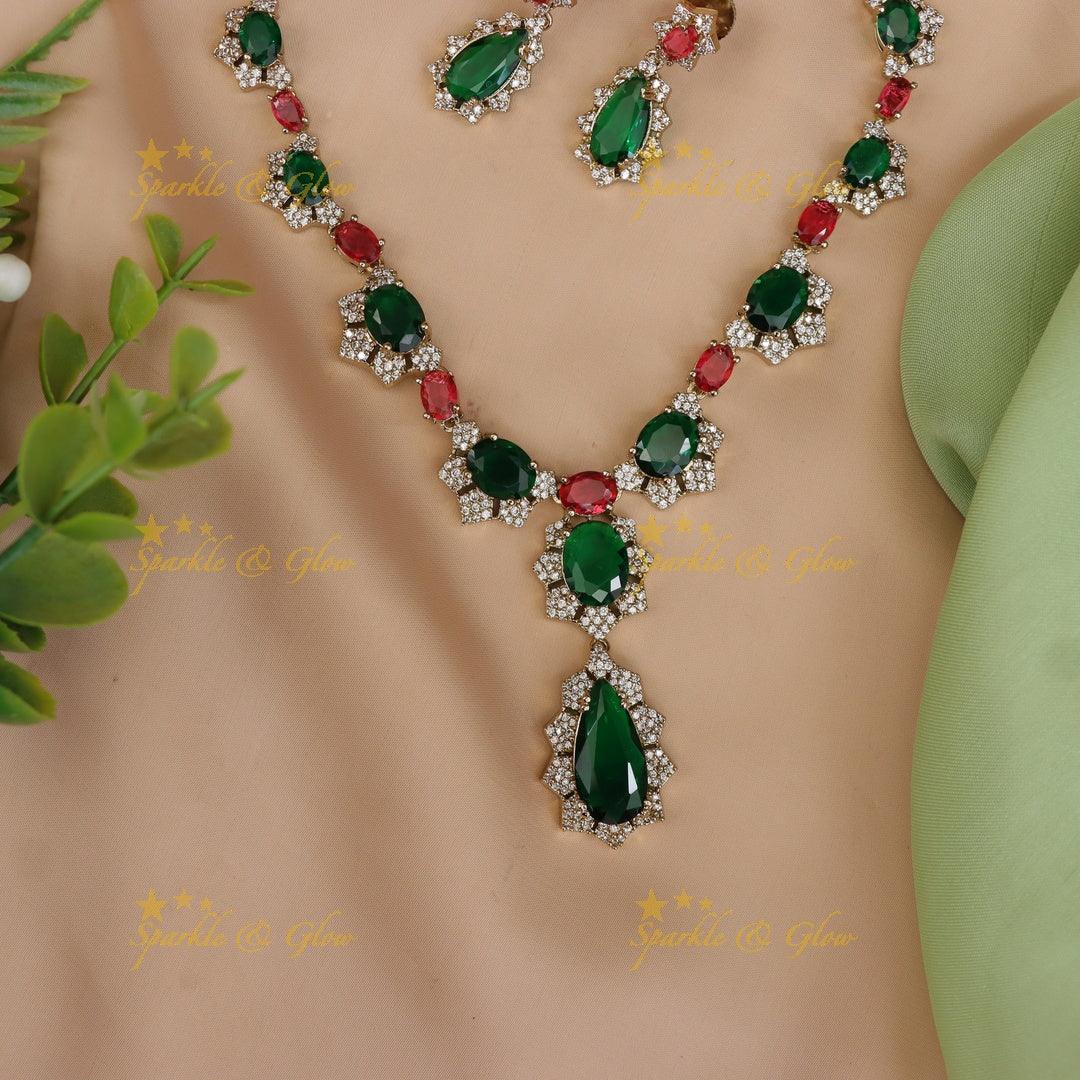 Enchanting Floral Necklace Set with American Diamonds
