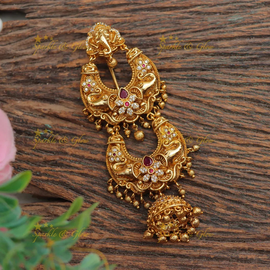 Exquisite Ganesha Kemp Jadabilla Hairpiece for Celebrations