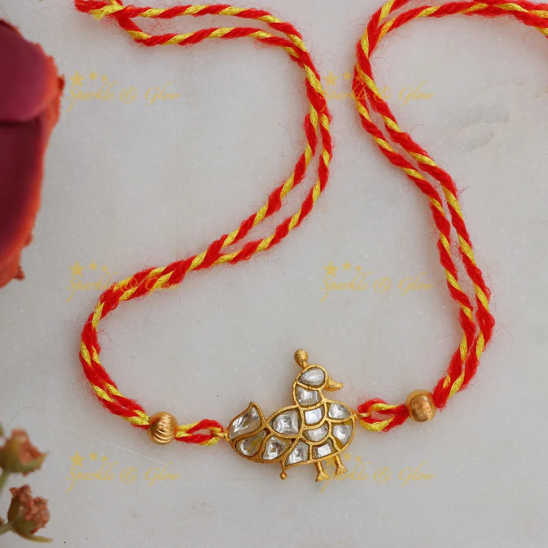 Elegant Peacock Kundan Rakhi - Celebrate Raksha Bandhan