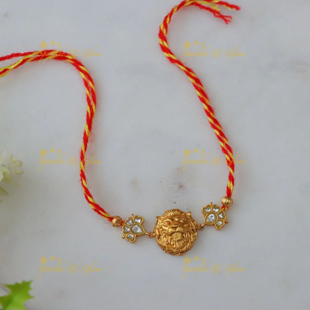 Exquisite Jadau Kundan Lion Rakhi for Festive Celebrations