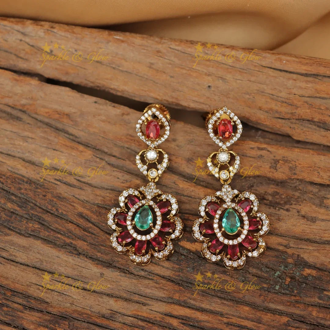 Exquisite American Diamond Floral Necklace Set