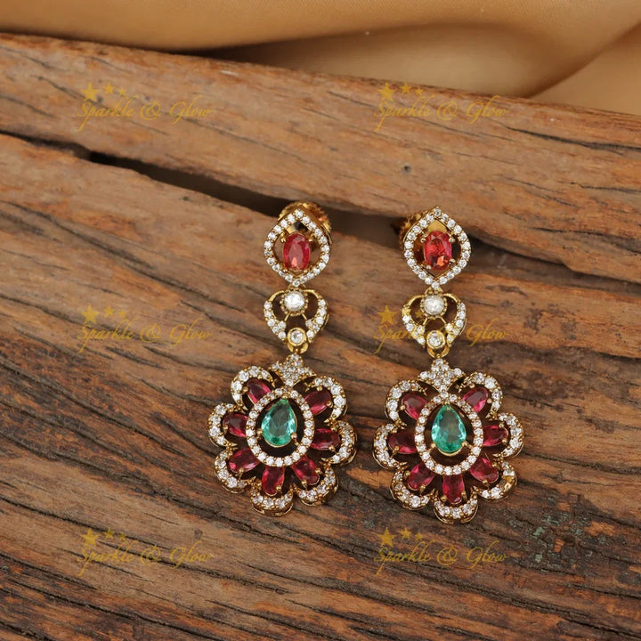 Exquisite American Diamond Floral Necklace Set
