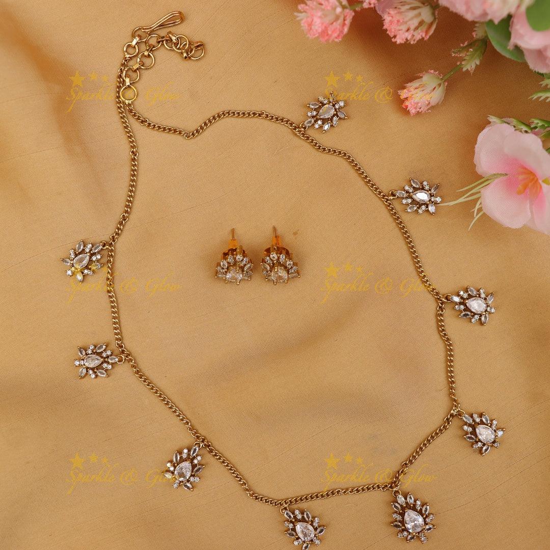 Exquisite Floral AD Necklace for Festive Glamour