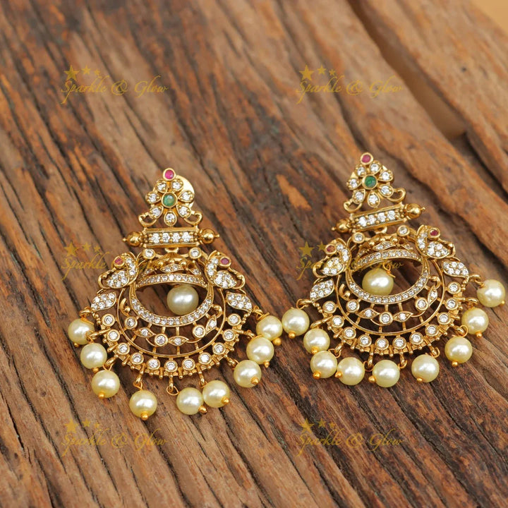 Elegant Gold CZ Pearl Rani Haram Necklace Set Online