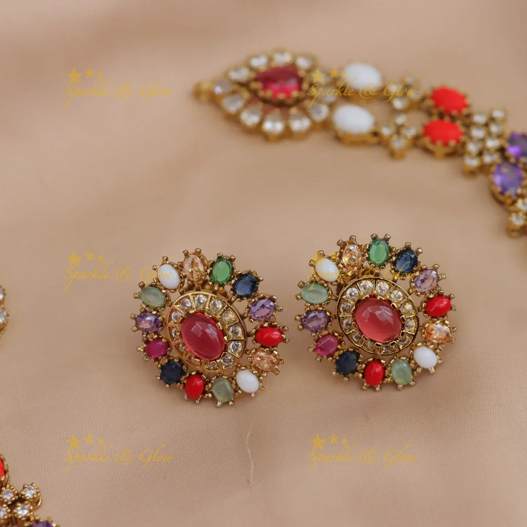 Radiant Navarathna Necklace: Festive Jewelry Perfection