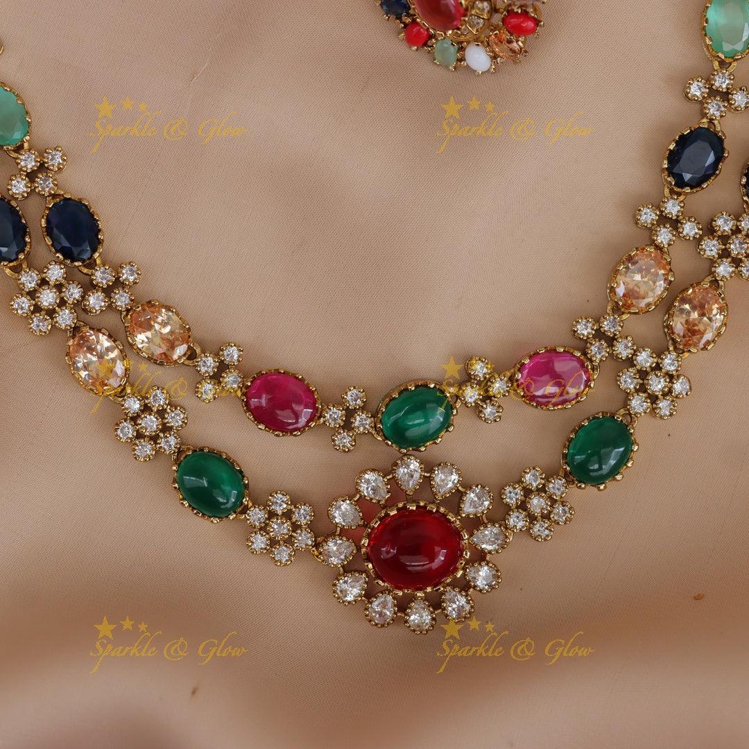 Radiant Navarathna Necklace: Festive Jewelry Perfection