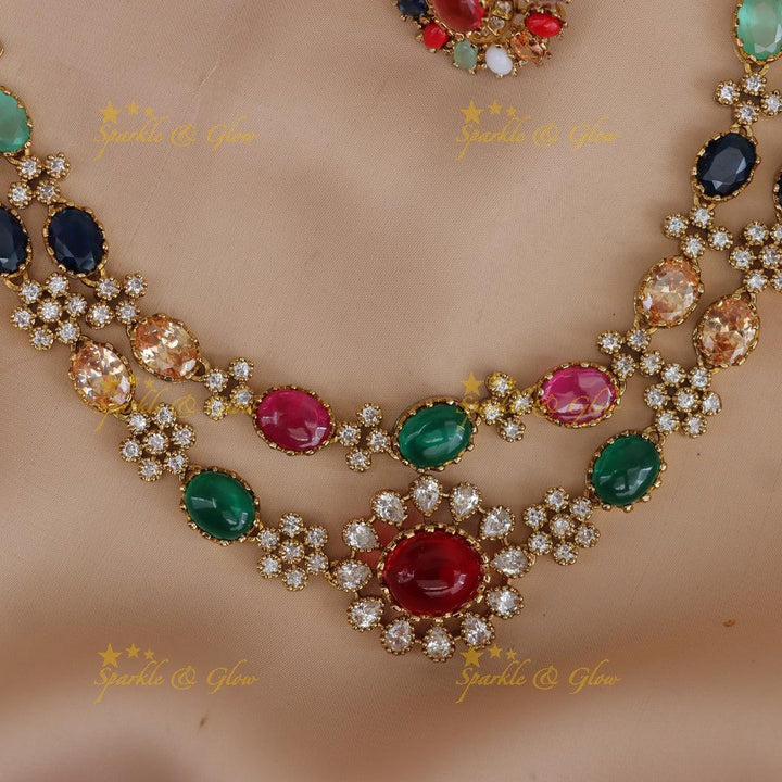 Radiant Navarathna Necklace: Festive Jewelry Perfection