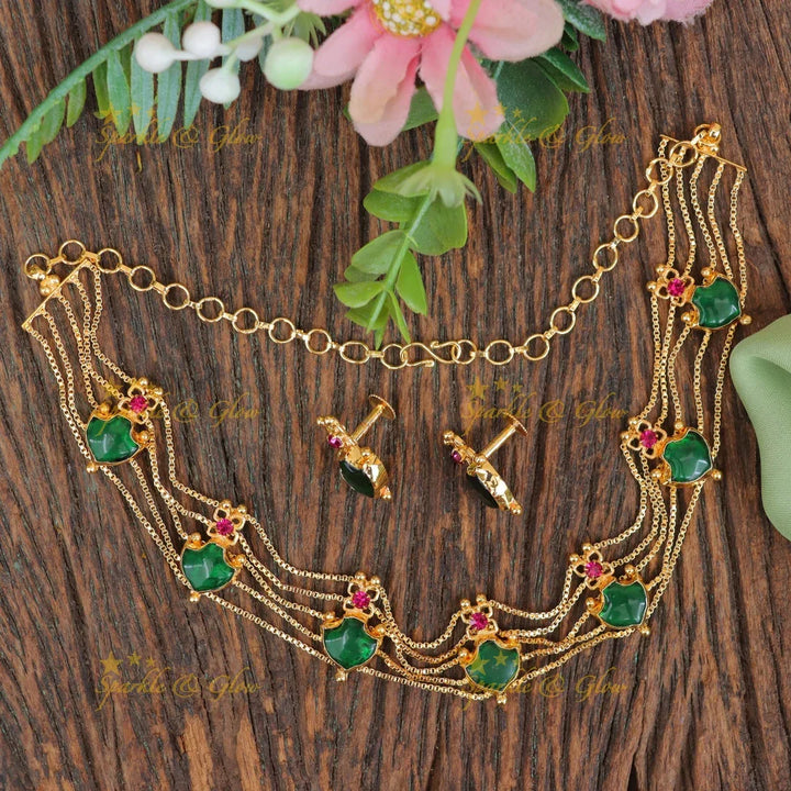 Kerala Palaka Necklace & Earrings Festive Set