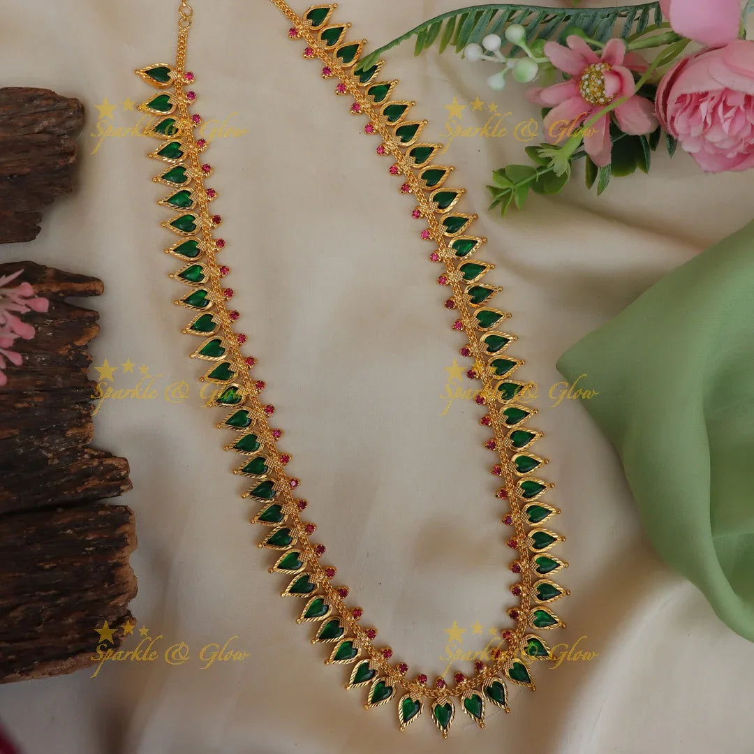 Kerala Palaka Haram Necklace Set for Festive Shine