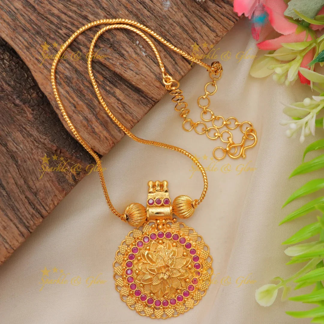 Kerala Style Gold Floral Necklace - Festive Elegance