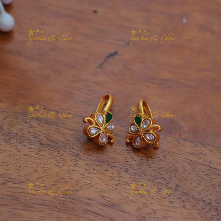 Traditional Jadau Kundan Floral Bugadi Earrings