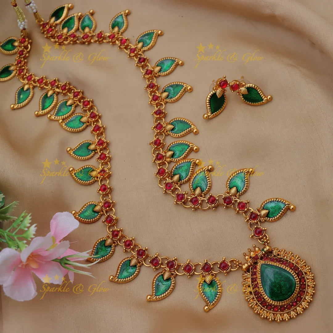 Palaka Mango Haram Necklace - Kerala Elegance
