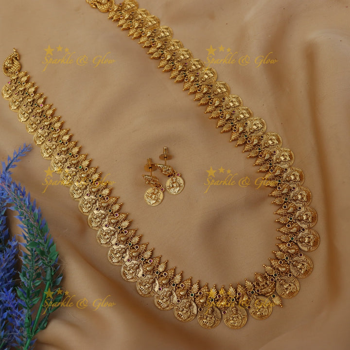 Radiant Lakshmi Coin Necklace Set for Celebrations