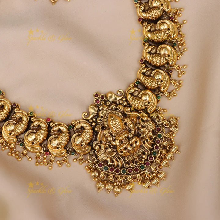 Majestic Peacock Temple Necklace for Weddings