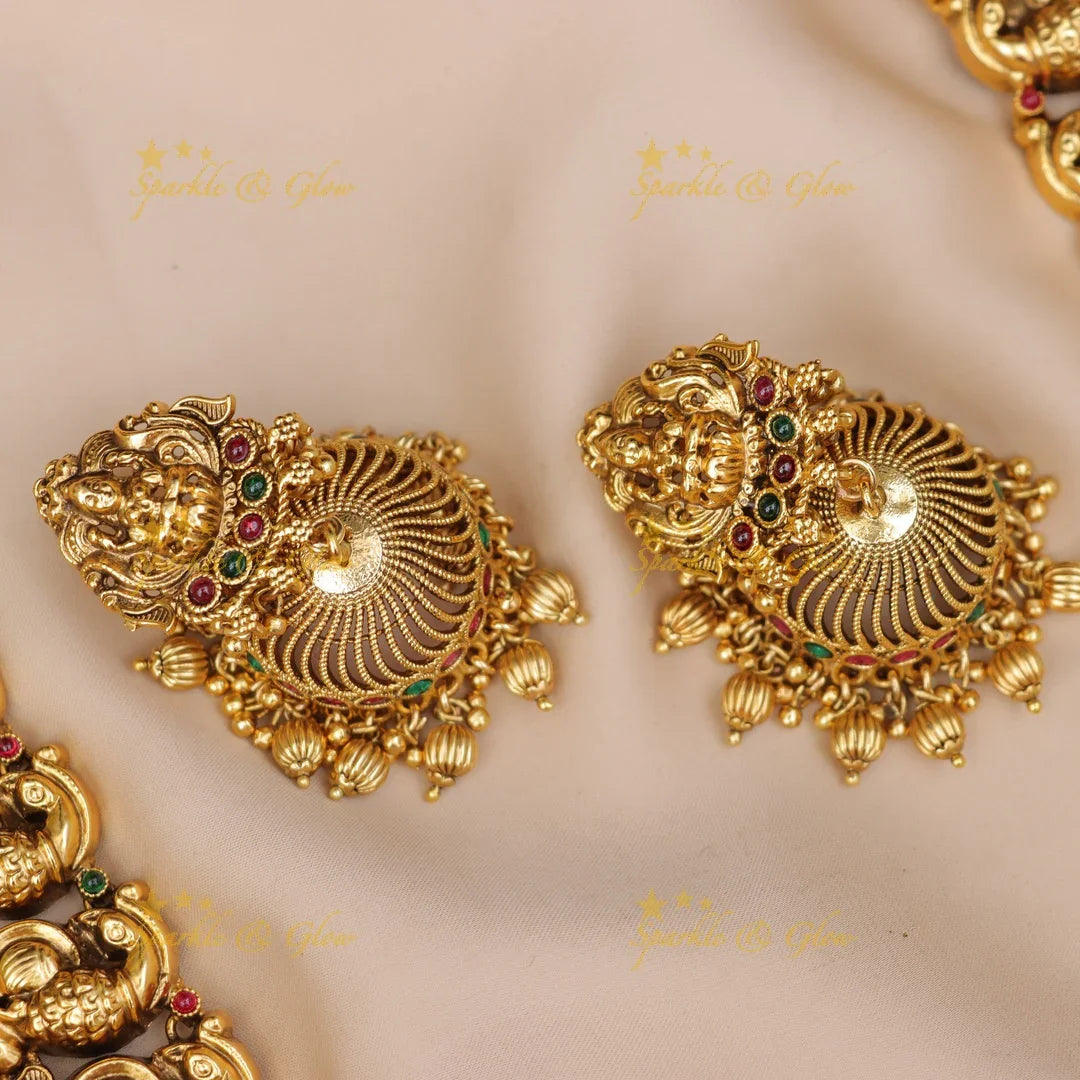 Majestic Peacock Temple Necklace for Weddings