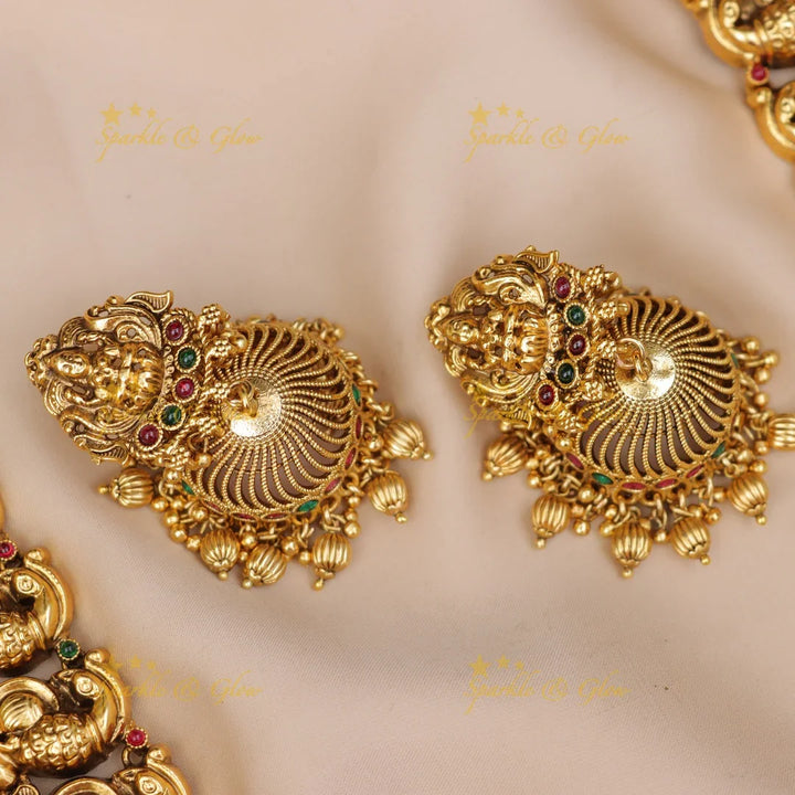Majestic Peacock Temple Necklace for Weddings