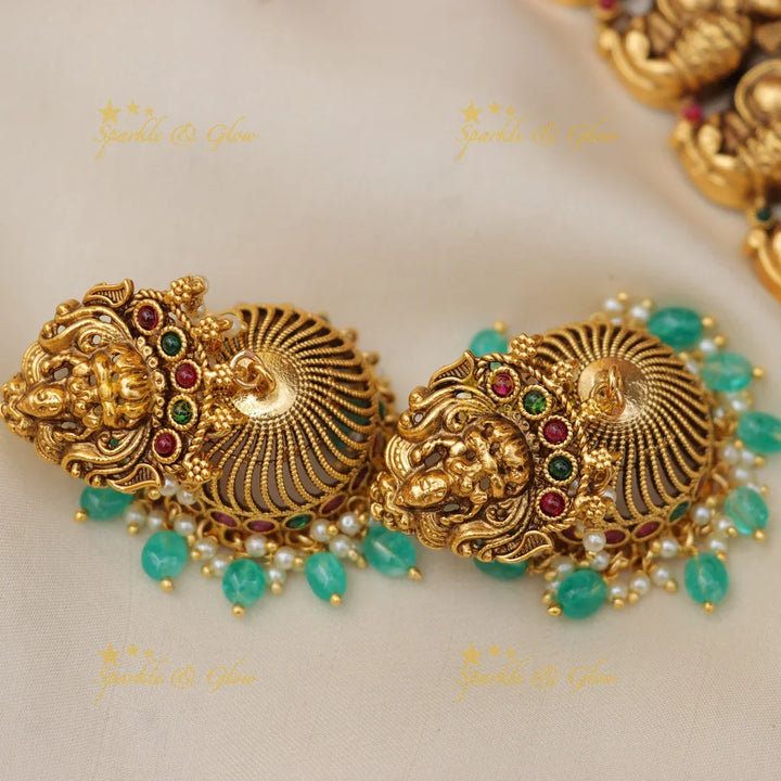 Majestic Peacock Temple Necklace for Weddings