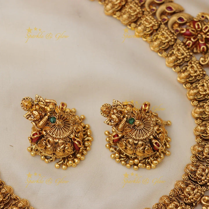 Exquisite Lakshmi Peacock Necklace - Timeless Elegance