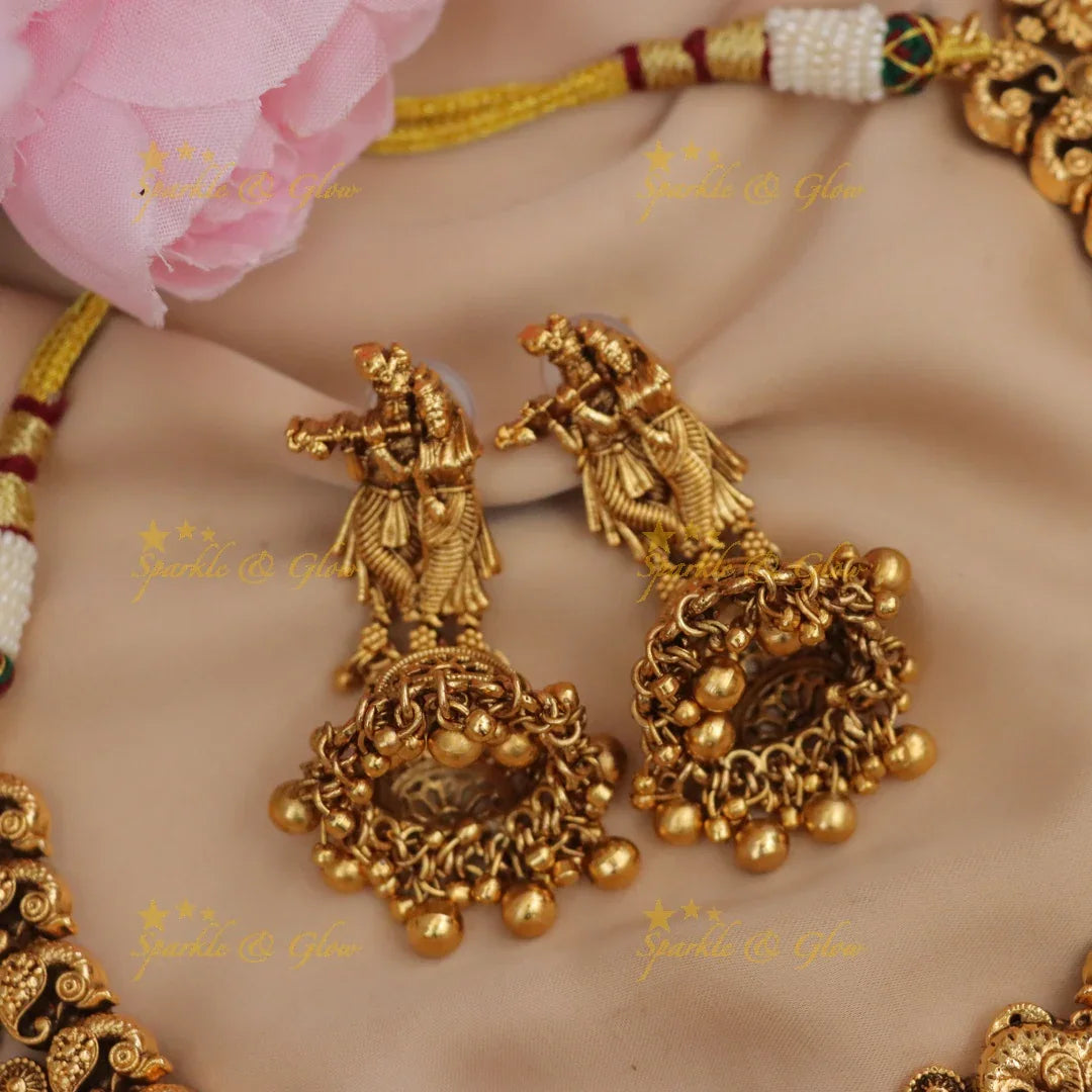 Exquisite Peacock Krishna Necklace for Celebrations