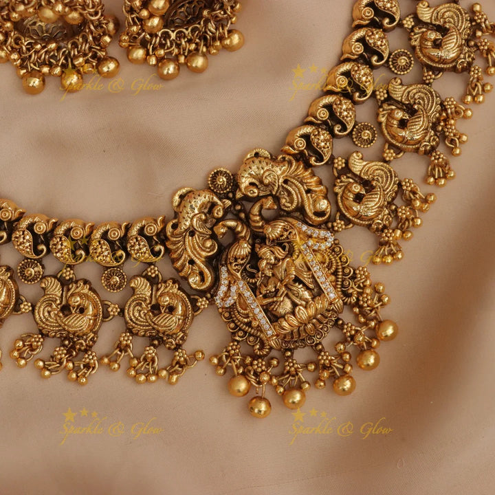 Exquisite Peacock Krishna Necklace for Celebrations