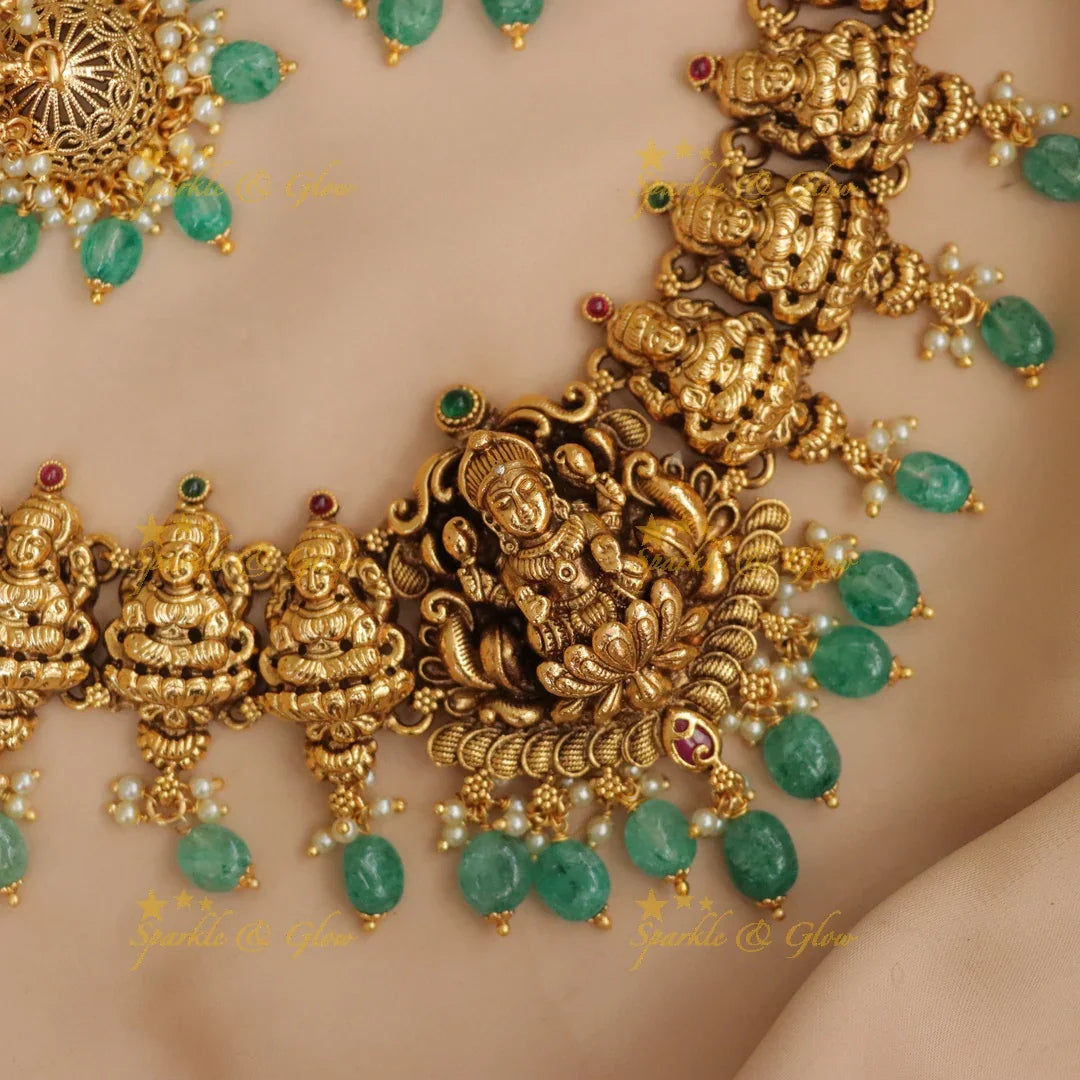 Exquisite Lakshmi Necklace with Beads for Festive Elegance