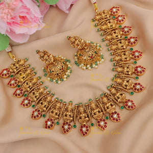 Luxurious Lakshmi Jadau Necklace Set Online